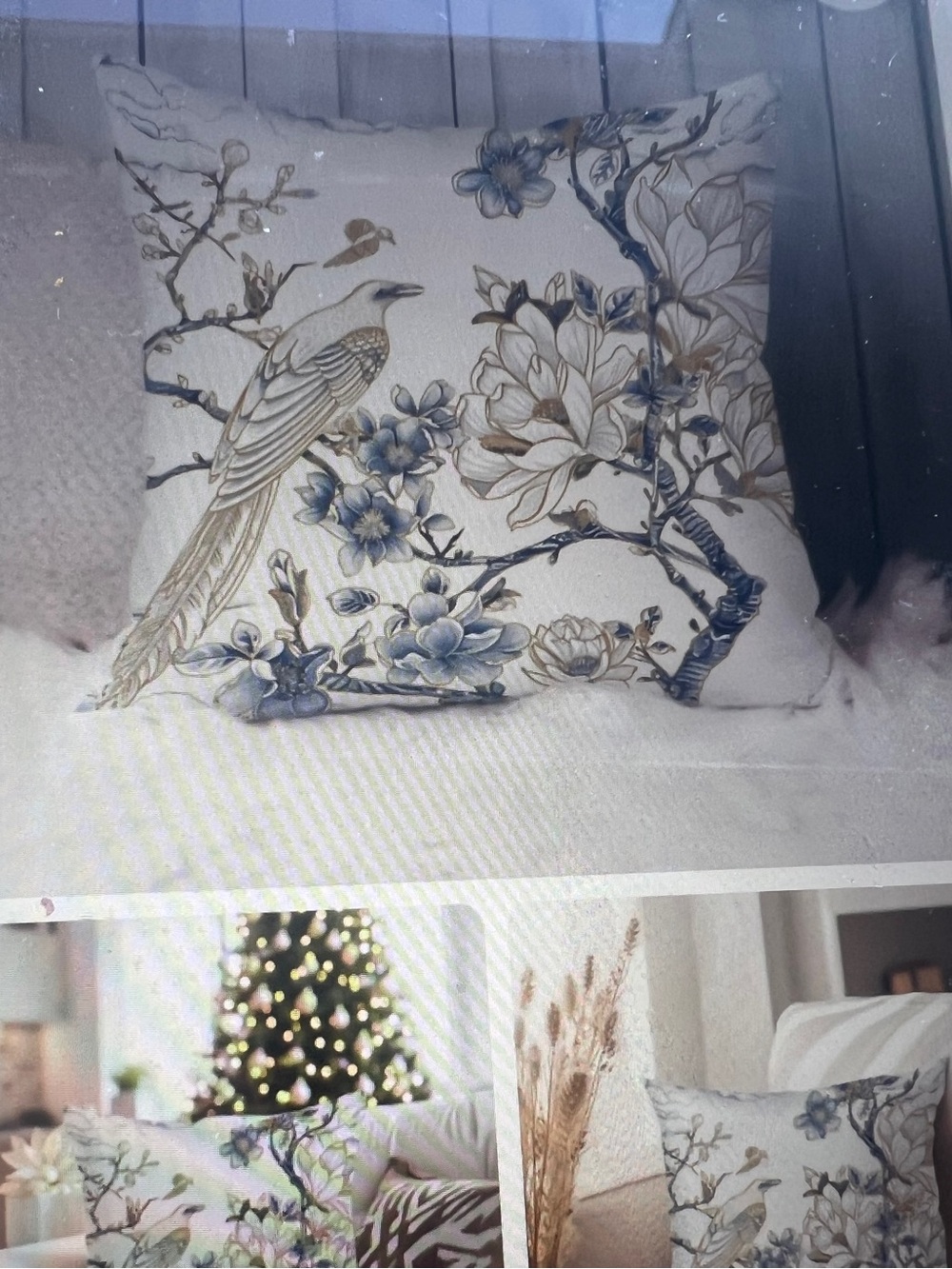Decorative  Accent Throw Pillow - Blue & Cream